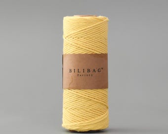 Lemon Twisted Macrame Cord 1.5-2mm, 100, Made in UK, Bilibag Factory