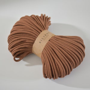 Caramel Bilibag Factory Braided Cotton Cord 9mm, MADE IN UK, 100m, Cord, Crochet Cord, Knitting, Braided Cord, Cotton Rope, Cotton Yarn