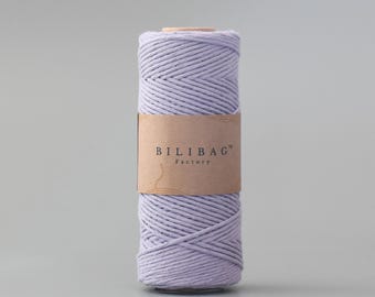 Lilac Twisted Macrame Cord 3mm, 100m, Made in UK, Bilibag Factory