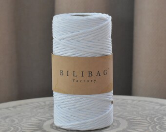 Twisted Macrame Cord, Celestial Bilibag Factory Cotton Cord 3mm, 100m, Single Ply Macrame Cord