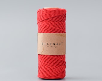 Red Twisted Macrame Cord, 1.5-2mm Single Ply, Bilibag Factory