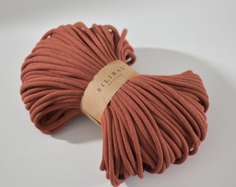 Brick Bilibag Factory Braided Cotton Cord 9mm, MADE IN UK, 100m, Cord, Crochet Cord, Knitting, Braided Cord, Cotton Rope, Cotton Yarn
