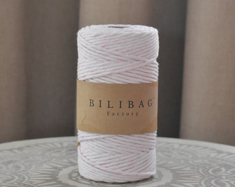 Twisted Macrame Cord, Bloom Rose Bilibag Factory Cotton Cord 3mm, 100m, Single Ply Macrame Cord