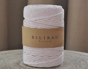Twisted Macrame Cord, Bloom Rose Bilibag Factory Cotton Cord 5mm, 100m, Single Ply Macrame Cord
