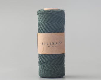 Deep Green Twisted Macrame Cord 1.5-2mm, 100m, Made in UK, Bilibag Factory