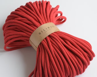 Red Bilibag Factory Braided Cotton Cord 9mm, MADE IN UK, 100m, Cord, Crochet Cord, Knitting, Braided Cord, Cotton Rope, Cotton Yarn