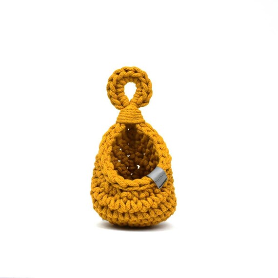 Small Hanging Basket Mustard BILIBAG Crochet Basket Etsy UK