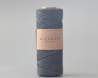 Graphite 1.5-2mm Twisted Macrame Cord, Bilibag Factory, Single Ply (100m)