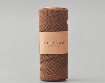 Brown Colour, 1.5-2mm Twisted Macrame Cord, Cotton, 100m, Made in UK