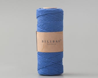 Royal Blue Twisted Macrame Cord, 1.5-2mm, 100m, Made in UK, Bilibag Factory