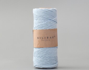 Baby Blue Twisted Macrame Cord 1.5-2mm, 100m, Made in UK, Bilibag Factory