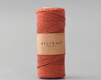 Brick Twisted Macrame Cord 3mm, 100m, Made in UK, Bilibag Factory