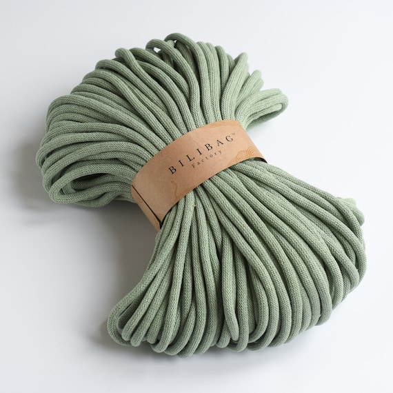 Olive Bilibag Factory Braided Cotton Cord 9mm MADE IN UK 100m Cord Crochet Cord Knitting Braided Cord Cotton Rope Cotton Yarn