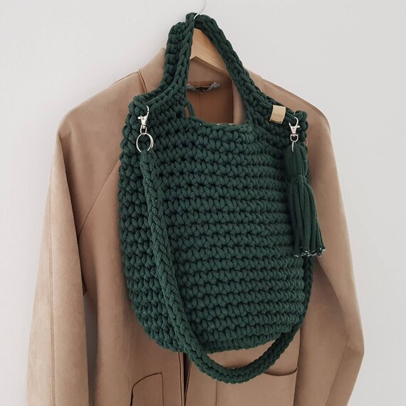 Crochet Bag Everyday bag Bags and Purses Pyramid Bag Tote Graphite BILIBAG Shopper Bag