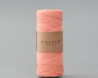 Flamingo Twisted Macrame Cord 1.5-2mm, 100m, Made in UK, Bilibag Factory