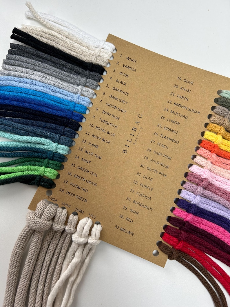 Vanillegevlochten macramékoord 3 mm, 100 m, Bilibag Factory, Made in UK afbeelding 4