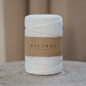 Twisted Macrame Cord, White Bilibag Factory Cotton Cord 5mm, 100m, Single Ply Macrame Cord