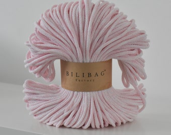 Bloom Rose Bilibag Factory Premium Cotton Cord 3mm, MADE IN UK, 100m, Cord, Crochet Cord, Knitting, Braided Cord, Cotton Rope, Cotton Yarn