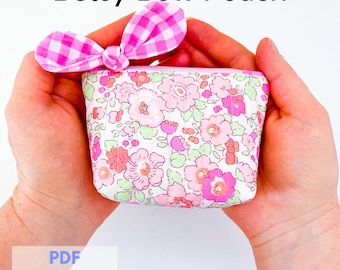 Betsy Bow Pouch PDF Sewing Pattern – Quilted Zipper Pouch, Beginner Friendly Bag Pattern, coin purse, Instant Download