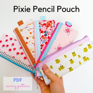 Pixie Pencil Pouch PDF Sewing Pattern: Quilted Zipper Pencil Case