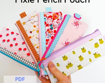 Pixie Pencil Pouch PDF Sewing Pattern: Quilted Zipper Pencil Case
