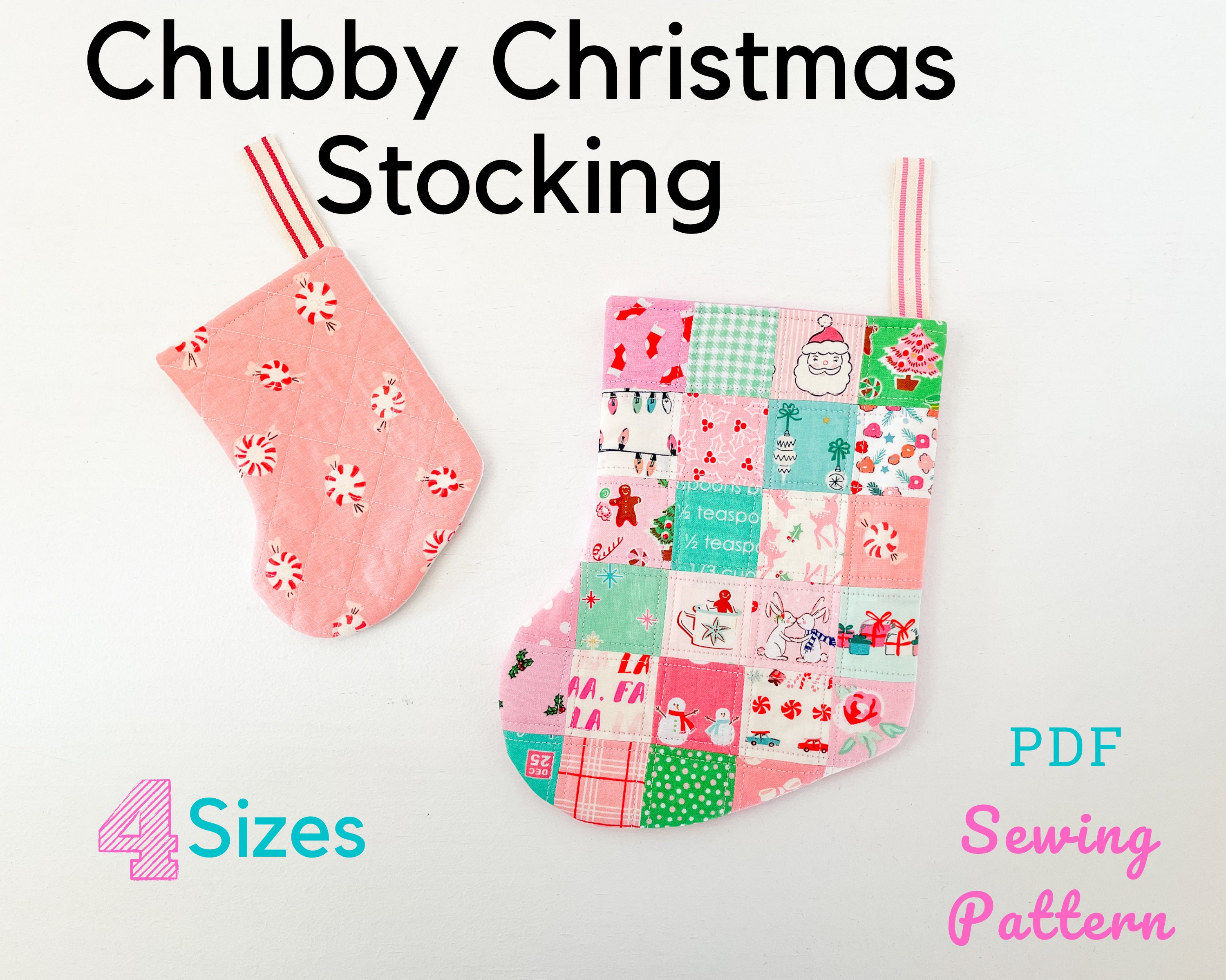 Chubby Christmas Stocking-PDF Sewing Pattern for a modern patchwork stocking