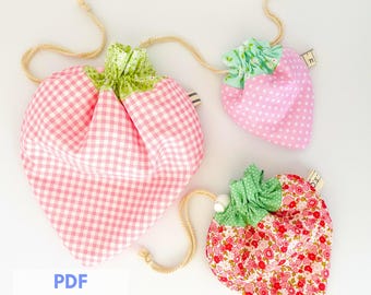 Strawberry Treat Bag - Drawstring Gift Bag - PDF Sewing Pattern