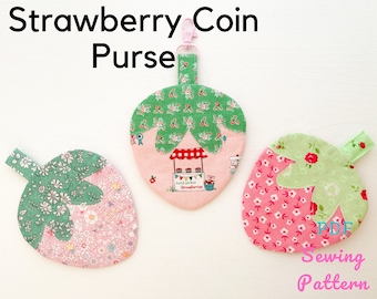 Strawberry Coin Purse- Zipper Pouch PDF Sewing Pattern