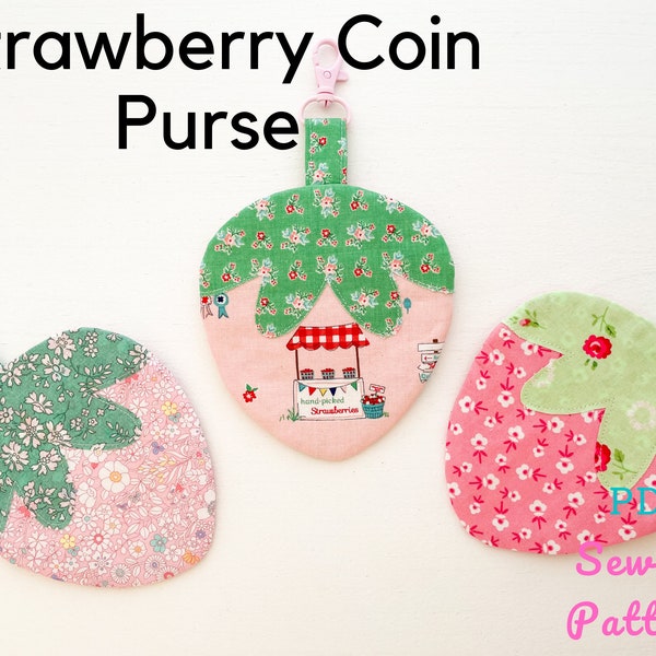 Strawberry Coin Purse- Zipper Pouch PDF Sewing Pattern