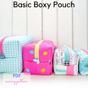 Basic Boxy Pouch - PDF Sewing Pattern for a boxy zipper pouch that is fully lined with no internal binding or raw seams - Generous sizes