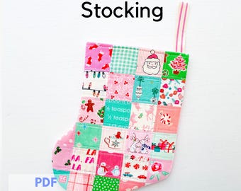 Chubby Christmas Stocking-PDF Sewing Pattern for a modern patchwork stocking
