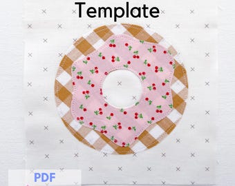 Donut raw edge Applique Template, PDF Sewing pattern.