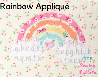 Rainbow Applique Template - PDF Raw Edge Applique Sewing Pattern