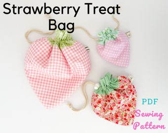 Strawberry Treat Bag - Drawstring Gift Bag - PDF Sewing Pattern