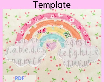 Rainbow Applique Template - PDF Raw Edge Applique Sewing Pattern