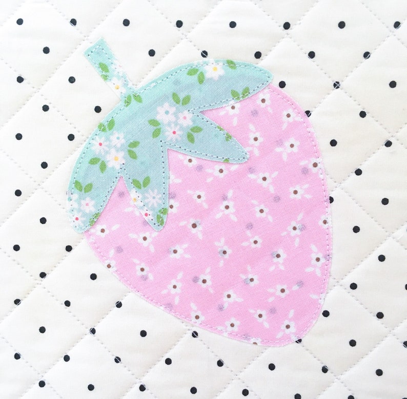 Strawberry & Apple Raw Edge Applique Template PDF Sewing image 2