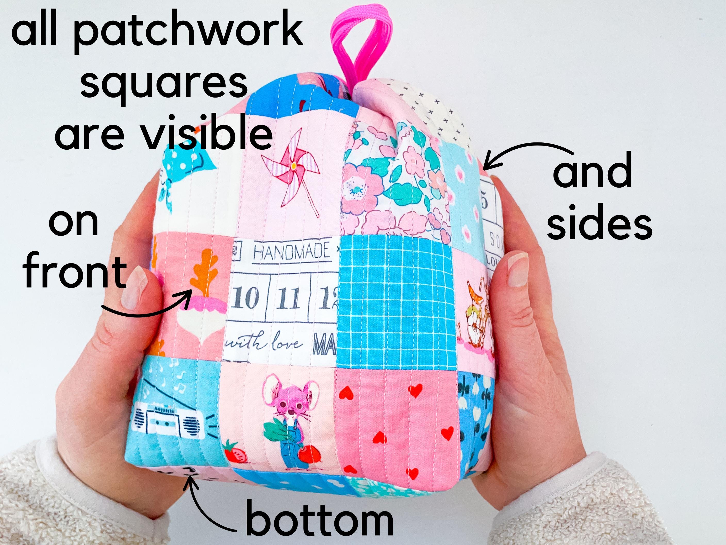Patchwork Drawstring Bag PDF Sewing Pattern – Scrap Friendly, Beginner ...