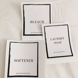 White sticker labels for Bath, Laundry and Cleaning items