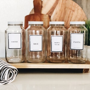 Clear Glass Kitchen/pantry Jars With Vinyl Labels - Etsy