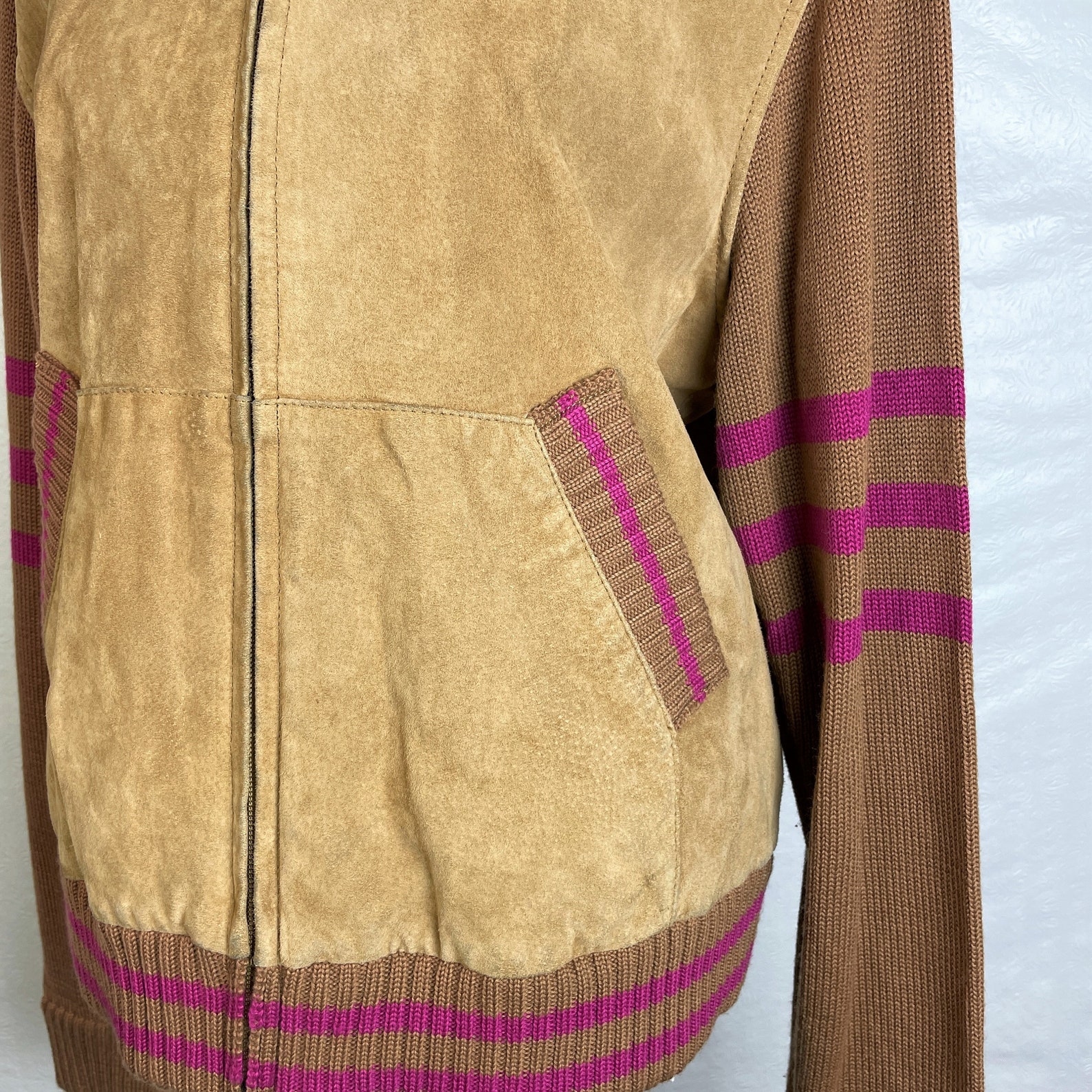 Y2K Genuine Leather Bomber Jacket Knit Sleeves & Hood Sz XL Etsy