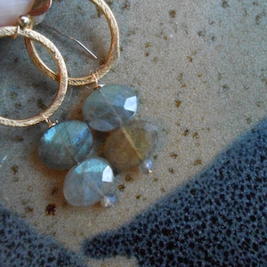 Labradorite gold plated hoop earrings-Labradorite gemstone dangle earrings-Labradorite drop earrings-Labradorite hoop earrings-gold hoops