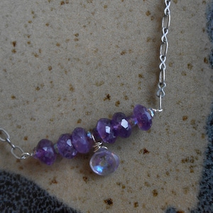 Amethyst bar necklace-February birthstone necklace-Faceted amethyst,purple fluorite necklace-Fancy amethyst necklace-minimalist necklace