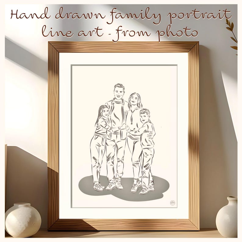 Custom Family Line Art • Portrait From Photo • Hand-drawn Illustration ...