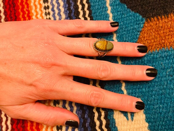 Sterling Silver and Solitaire Stone Ring - image 4