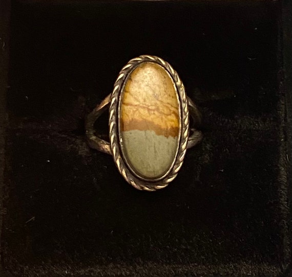 Sterling Silver and Solitaire Stone Ring - image 1