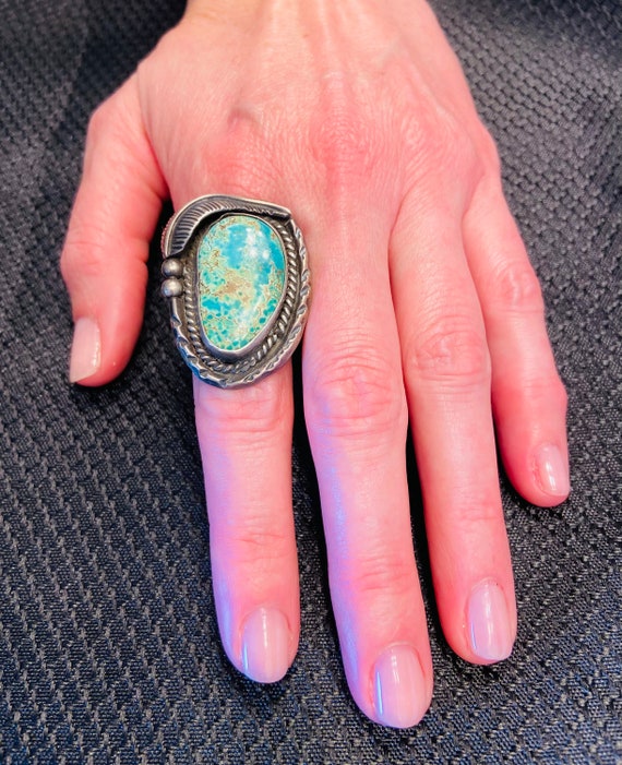 Silver and Turquoise Statement Ring - image 7