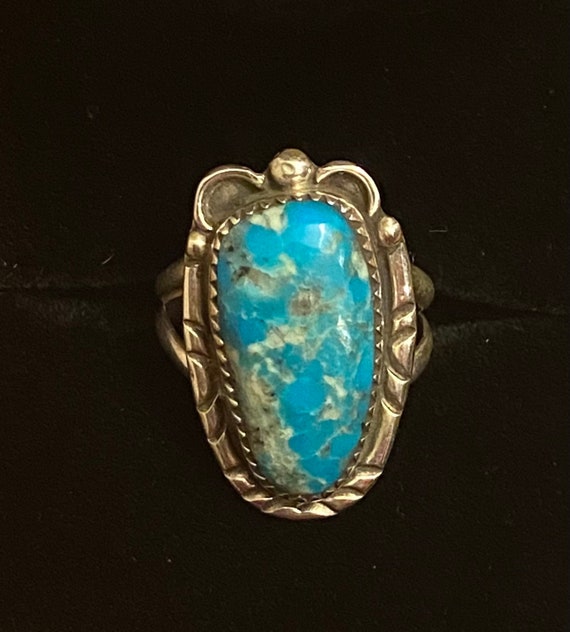 Silver and Turquoise Solitaire Ring - image 1
