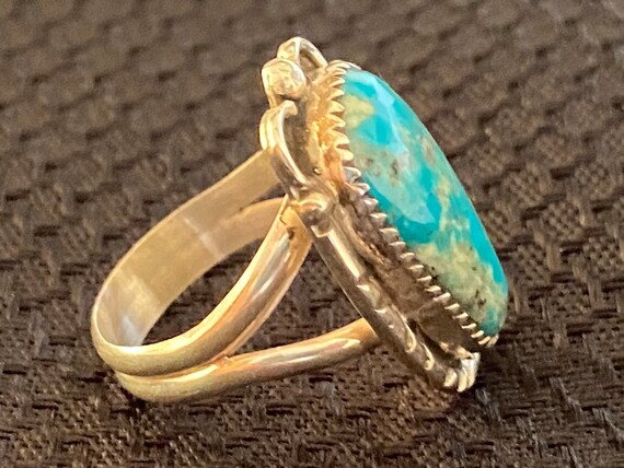 Silver and Turquoise Solitaire Ring - image 2