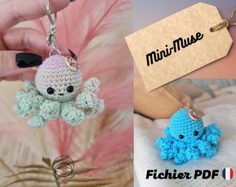 Mini-Muse porte-clé méduse au crochet, tutoriel détaillé en Français