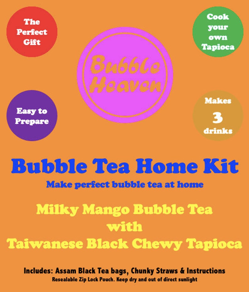 Milky Mango Bubble Tea with Taiwanese Black Chewy Tapioca ...